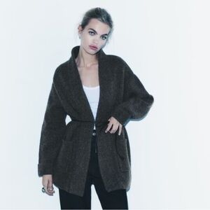 Zara limited edition woollen utility jacket with leather belt